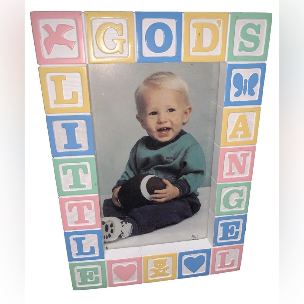 Abbey Press Baby Blocks Easel-Back Picture Frame “Gods Little Angel” 5x7